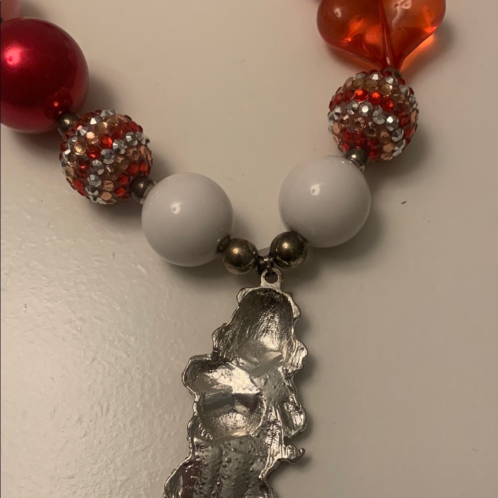 Pink and Red Beaded Necklace with Decorative Charm - Picture 7 of 8